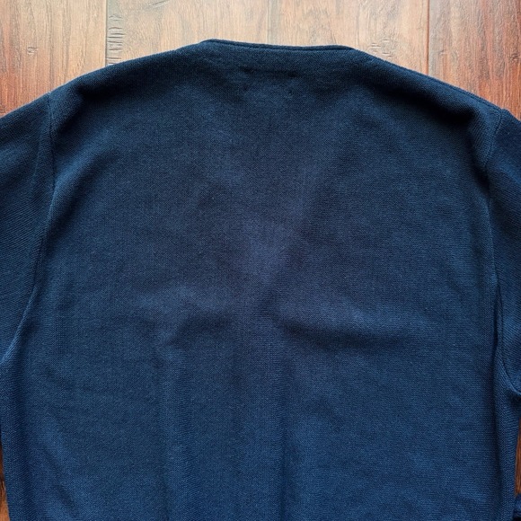 Vintage IZOD Golf Cardigan Sweater 90s Mens Large Navy Blue Embroidered Logo - Picture 12 of 16